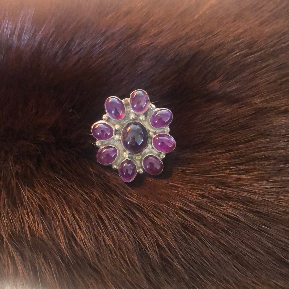Size 8 Amythyst Sterling Silver Cocktail Ring
